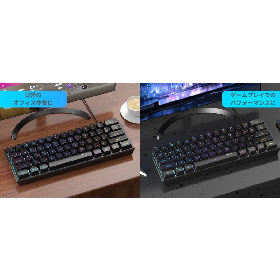 MageGee Mini 60%ゲーミングキーボード RGBバックライト 61キー TS91
