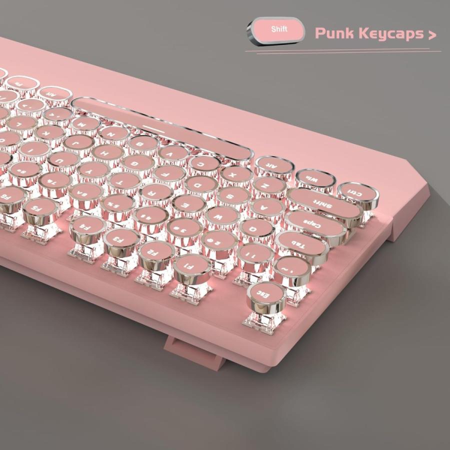 MageGee タイプライター メカニカルゲーミングキーボード青軸 ラウンド