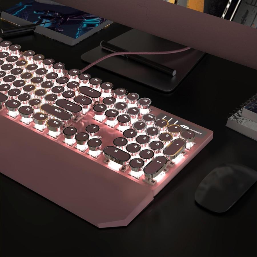 MageGee タイプライター メカニカルゲーミングキーボード青軸 ラウンド