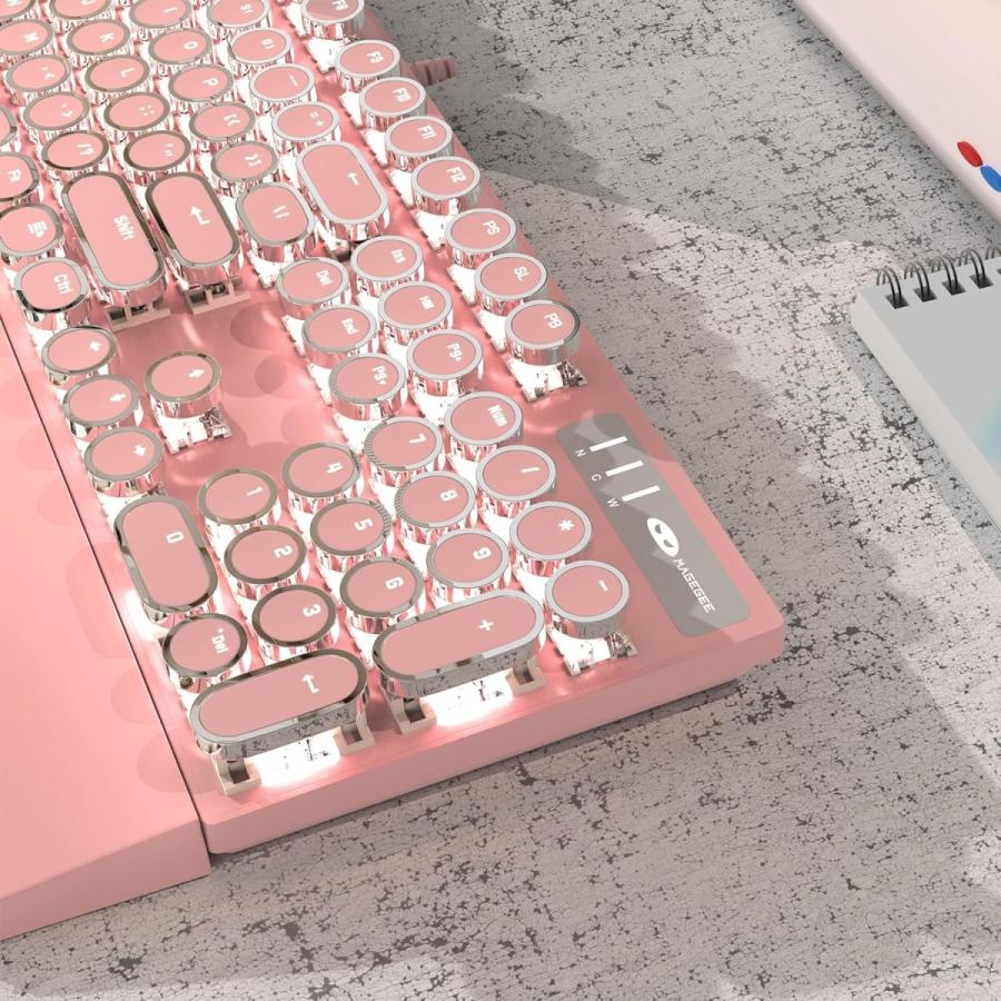MageGee タイプライター メカニカルゲーミングキーボード青軸 ラウンド