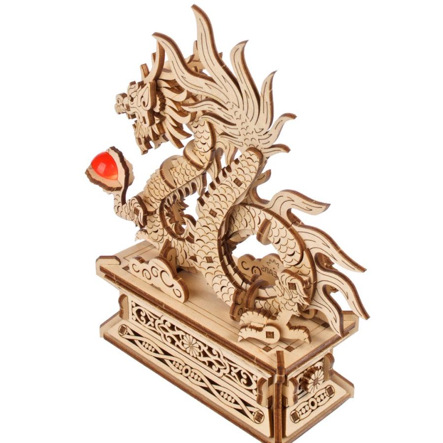 木製ドラゴン彫刻 高さ約64cm 木製 キットウッドドラゴン Wood Dragon 工作 UGEARS カーゴトラック