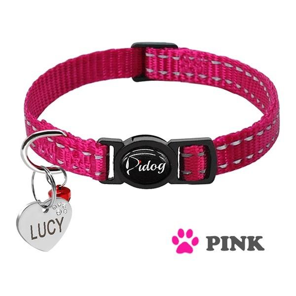 猫 首輪 名前入り 迷子札 夜光る おしゃれ かわいい 安全バックル 猫用