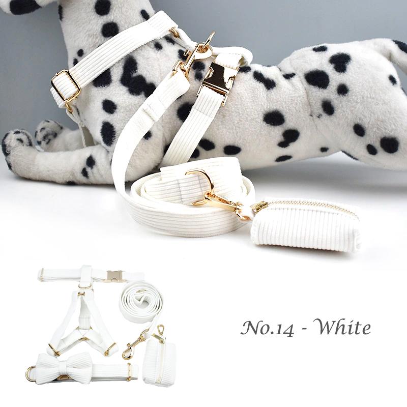 犬 首輪 ハーネス 名入れ リード コーデュロイ 5点セット／XS〜XL