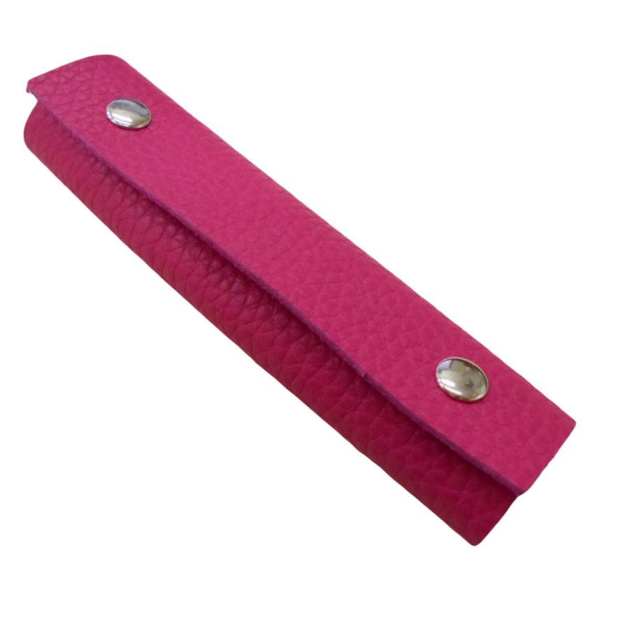 本革 13cm 持ち手カバー ／ピンク／ハンドルカバー 革 レザー 黒 茶 赤