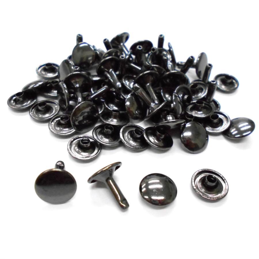 レザークラフト カシメ 金具 両面 頭12mm 足12mm 30組 ブラックシルバー／手芸 キット パーツ 革 材料 かしめ : グレイス ...