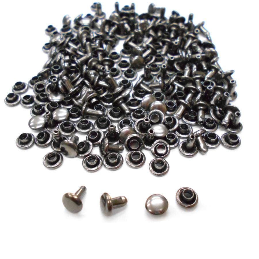 レザークラフト カシメ 金具 両面 頭6mm 足6mm 100組 ／ブラックシルバー／手芸 キット パーツ 革 材料 かしめ : グレイス ...