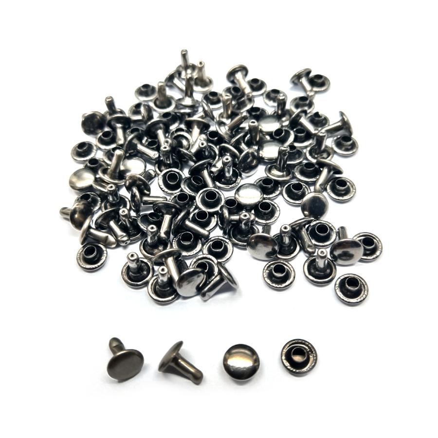 レザークラフト カシメ 金具 両面 頭7mm 足7mm 50組 ／ブラックシルバー／手芸 キット パーツ 革 材料 かしめ : グレイス ...