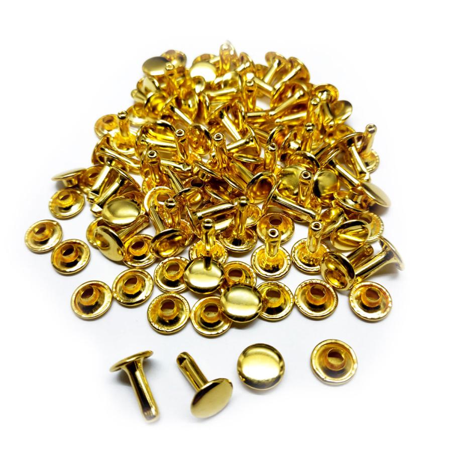 レザークラフト カシメ 金具 両面 頭9mm 足11mm 50組 ／ゴールド／手芸 キット パーツ 革 材料 かしめ : グレイスshop ...