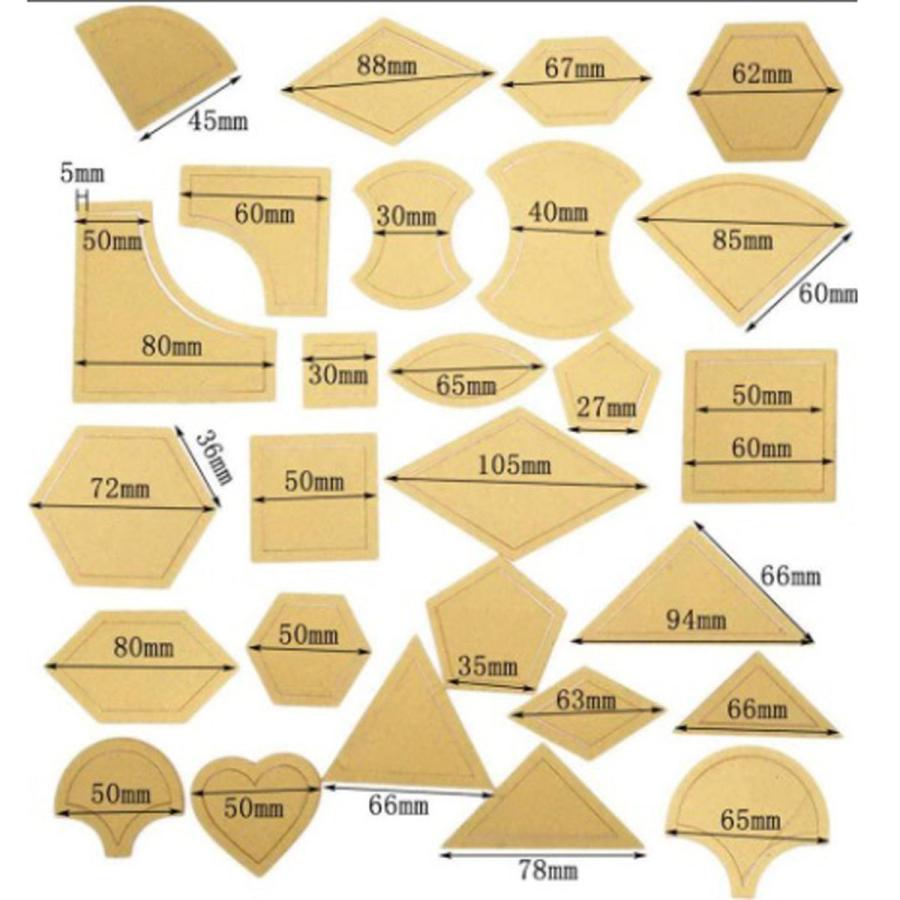 パッチワーク アクリルプレート 透明 型紙パターン 手芸 素材 パーツ
