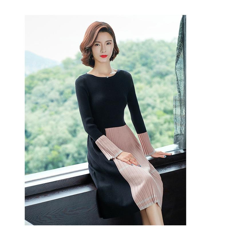 全国宅配無料 ニットワンピース 秋 冬 ワンピース レディース 大きいサイズ フレアワンピ 長袖 プリーツ アシンメトリー エレガント ピンク ブルー Cic45 期間限定開催 Clinicagastroservice Com Br