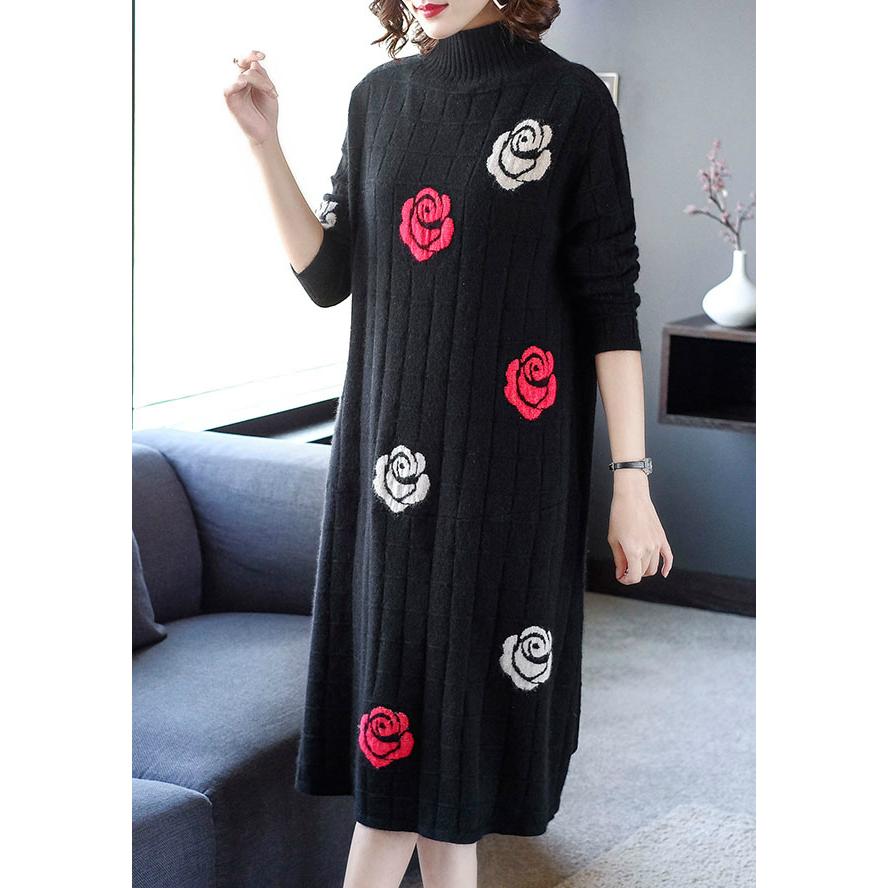 ニットワンピース 秋 冬 ワンピース レディース 大きいサイズ ハイネック 長袖 花柄 モダン カジュアルエレガンス ブラック ホワイト レッドシンプル Cig30 Cig30 ライバルはデパートgracefulsmile 通販 Yahoo ショッピング
