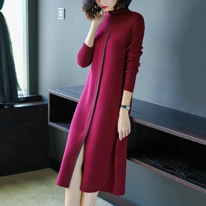 絶賛レビュー続出 ニットワンピース 秋 冬 ワンピース レディース 大きいサイズ フレアワンピ 長袖 スリット ハイネック リブ 着痩せ レッドドライブ パーティ 清楚 Cim28 週間ランキング１位獲得 Www Jsanalytikal Com