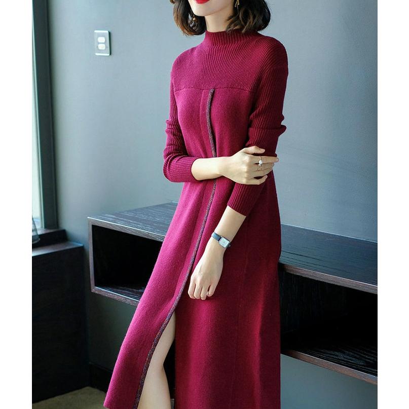 絶賛レビュー続出 ニットワンピース 秋 冬 ワンピース レディース 大きいサイズ フレアワンピ 長袖 スリット ハイネック リブ 着痩せ レッドドライブ パーティ 清楚 Cim28 週間ランキング１位獲得 Www Jsanalytikal Com