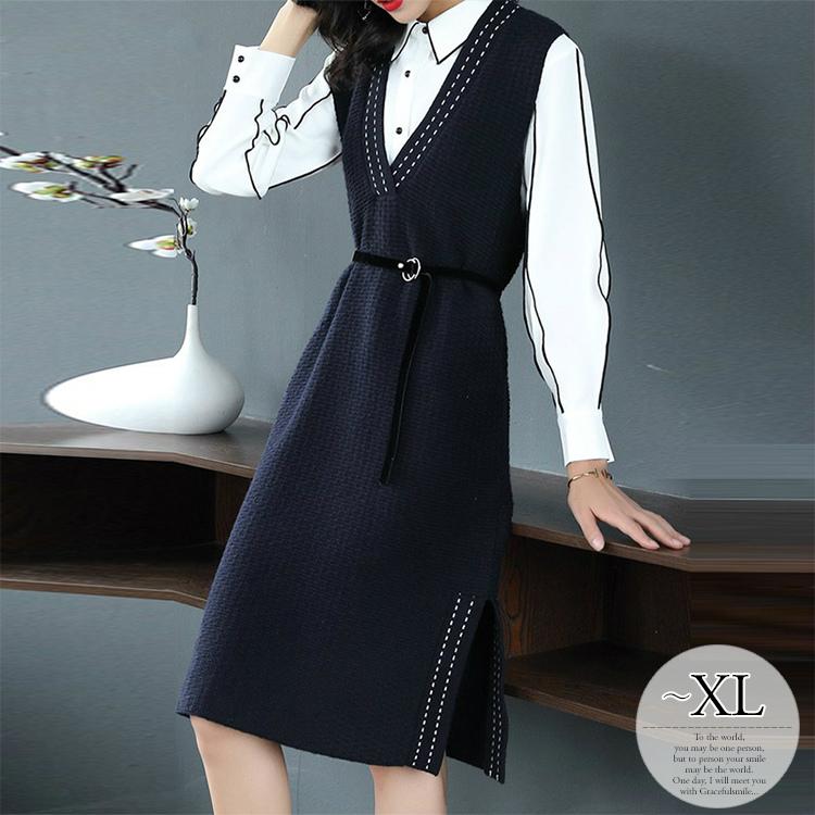 全品送料無料 ワンピース ニットワンピース 膝丈 サイドスリット シック シンプル Vネック フォーマルシーン 学校行事 ホワイト ネイビーシンプル きれいめ 結婚式 Cim53 Cim53 ライバルはデパートgracefulsmile 通販 Yahoo ショッピング 見つけた人ラッキー