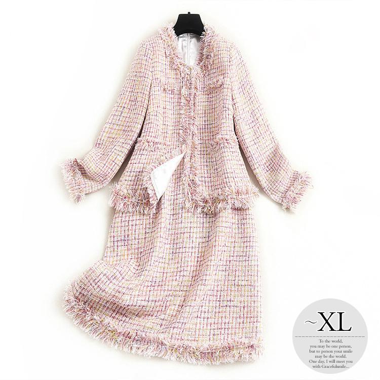 注目の ワンピーススーツ ワンピース セットアップ ツイード 秋冬 フェミニン 大人可愛い ファー ピンクママ ミセス 美人 お出かけ ナチュラル Cit03 偉大な Medclient Org