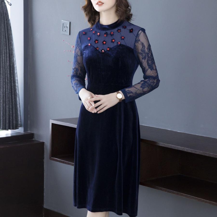 安心の日本製 ドレス ワンピース レース 透け感 Aライン スパンコール ラウンドネック ミセス 女子会 優雅 キラキラ 美人 かわいい リゾート Ckm35 未使用 Canela Pontocompizza Com Br