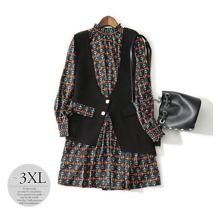 ライバルはデパートgracefulsmileのセットアップ ベスト ワンピース プリント柄 アシンメトリー レトロ 大きいサイズ リモート デート ゆったり ドライブ ママ 食事会 Cko87 Cko87ならyahoo ショッピング ランキングや口コミも豊富なネット通販 更にお