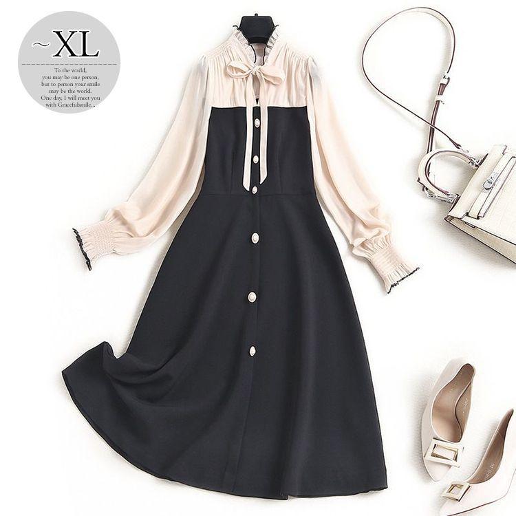 人気定番 ドレス ワンピース ボウタイリボン 首元フリル ボタン 袖デザイン 上品 ガーリー お出かけファッション ママスタイル 女子旅 フェミニン Cks34 ブランド直営 Newmatic Ae