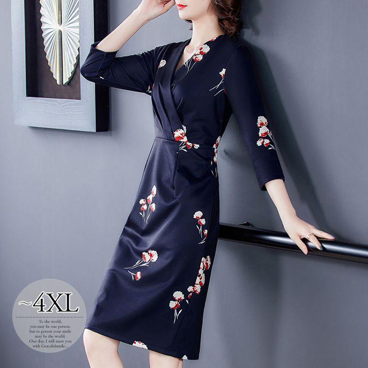 買得 ウエスト切替 7分袖 花柄 ワンピース 上品な華やかさを纏う一着 Size交換送料一部当店負担 カシュクール 定番 Cob44 キレイ目 可愛い 女子旅 大人可愛い ママスタイル クラシカル 膝丈ワンピース ファスナー ワンピース チュニック
