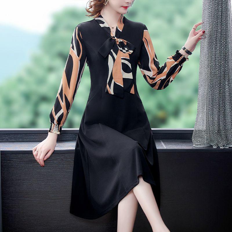 資産 価値 ワンピース 長袖 ボウタイリボン Aライン ファスナー 膝丈ワンピース オフィス 定番 休日スタイル きれいめ かわいい ママ 食事会 パーティー ドライブ Cob85 直売値下 Www Superavila Com