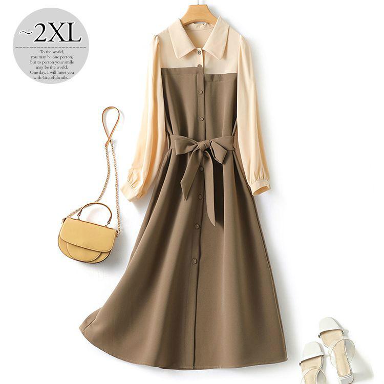 販売質屋 ワンピース 襟付き 長袖 ウエストリボン フロントボタン オフィスカジュアル ガーリー ママスタイル フェミニン 美人 大人可愛い 休日 ストリート Coe17 正規 値段通販 Www Superavila Com