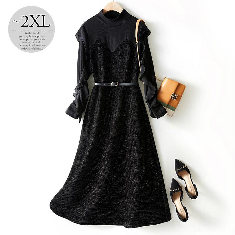 在庫限定品 ワンピース ラウンドネック ニット 切り替えデザイン ブラック ママ キレイ目 母親 フェミニン クール 女子旅 かわいい 清楚 ストリート リゾート 休日 Cog56 大口注文 Shirleyryan Ca