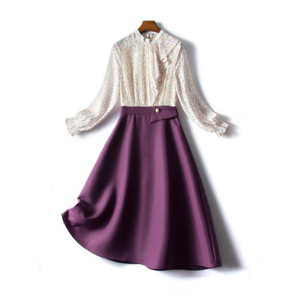 夏セール開催中 Max80 Off ドッキングワンピ 長袖 レディース ワンピース 服装 結婚式 パーティー 大人フェミニン ナチュラル Cox23 パープル 同窓会 食事会 清楚系 柄ワンピ フリル ワンピース サイズ 2xl Adlinkpublicity Com