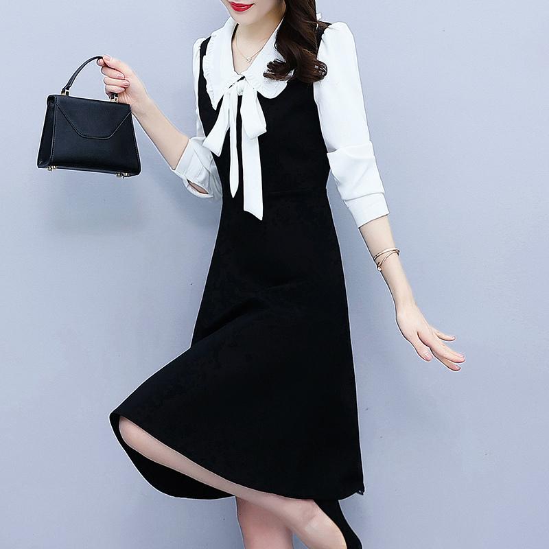 超目玉 半袖 春 ワンピース 服装 結婚式 パーティー レディース 女子会 Crc21 上品 大人かわいい リボン モノトーン 大きい襟 ビックカラー おしゃれ きれいめ ワンピース サイズ M