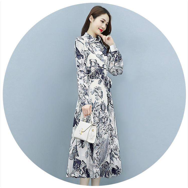 メール便送料無料対応可 きれいめ レディース 長袖 春 ワンピース 服装 結婚式 パーティー おしゃれ モダン Crc33 ウエストマーク 総柄 フェイス 顔柄 プリーツ 襟付き ワンピース サイズ M Pathwaysfl Org