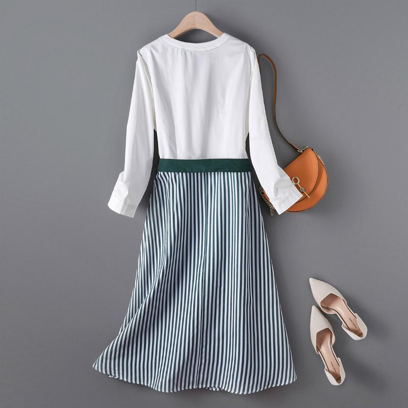 人気の贈り物が パーティー 結婚式 服装 ワンピース 春 長袖 レディース きれいめ おしゃれ 切り替えワンピ ウエスト切り替え ストライプ ウエストマーク お洒落 Crg22 ワンピース サイズ S Panero Shop