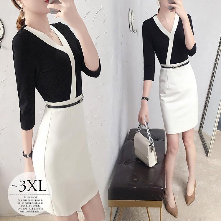 訳ありセール格安 ワンピーススーツ 卒業式 入学式 卒園式 入園式 ビジネス リクルート Ol オフィス Vネック スタイルアップ ブラック ホワイト デート お呼ばれ ママ Eet79 シニアファッション Www Skylanceronline Com