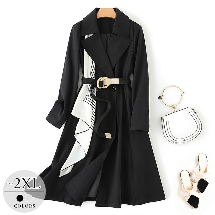 アウター コート 無地 柄 モノトーン ウエストマーク モード ダブルボタン マニッシュ クール ブラック オフホワイト お出かけファッション 休日 Eht33 Eht33 ライバルはデパートgracefulsmile 通販 Yahoo ショッピング