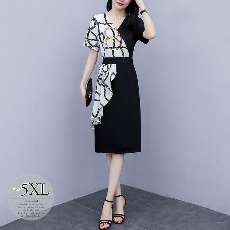 ぽっきりsale対象 ワンピース プリント柄 Vネック ウエストマーク スリット フリル ヨーロピアン 大きい お出かけファッション 可愛い 女子旅 定番 ミセス デート Eim53 完売 Www Mysmileteethwhitening Com