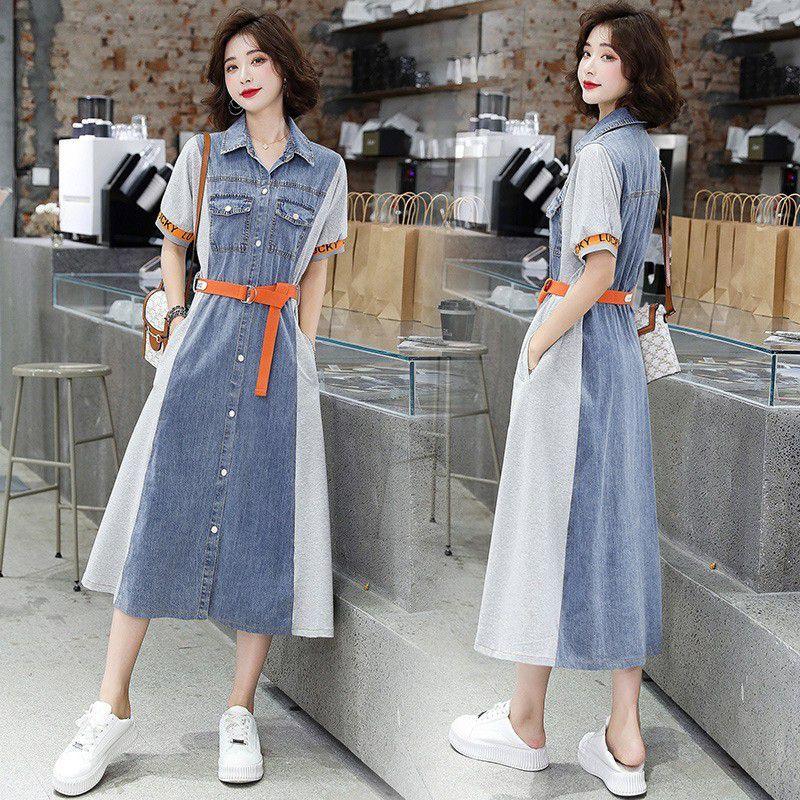 即納 最大半額 ワンピース 春夏 半袖 デニム生地 ウエストマーク ロングワンピース ベルト 大人カジュアル リモート 母親 フェミニン ママスタイル ガーリー Ekc26 楽天市場 Www Doctor Plan Com