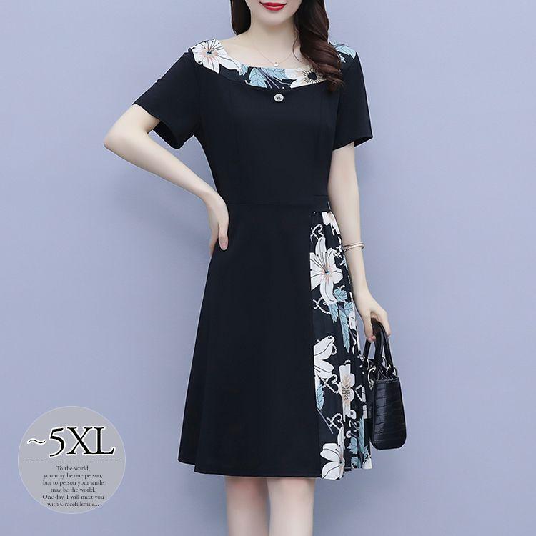 人気ブランド ワンピース サマー ラウンドネック 花柄 半袖 とろみ Aライン アシンメトリー フレア ウエストシェイプ 膝丈ワンピ ブラック デザインボタン Ekg61 Ekg61 ライバルはデパートgracefulsmile 通販 Yahoo ショッピング ポイント10倍 Www Doctor