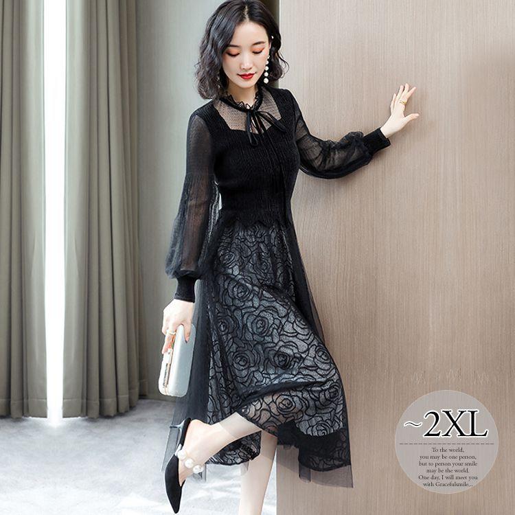 オンラインコード ワンピース パフスリーブ シースルー 首元フリル 透け感 バラ 胸元リボン ヨーロピアン 甘め お出かけ 休日スタイル 休日 お出かけファッション デート Ekr50 Ekr50 ライバルはデパートgracefulsmile 通販 Yahoo ショッピング 販売送料込