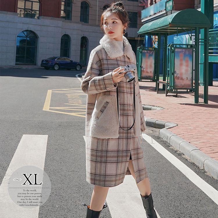 人気の新作 ポケット フロントボタン 襟付き チェック柄 アウター コート ウール ママ 女子旅 Eks80 定番 ストリート 大人可愛い 上品 キレイ目 リゾート 母親 お出かけファッション ドライブ お出かけ ガーリー ママスタイル 休日スタイル かわいい 休日 食事会 美人