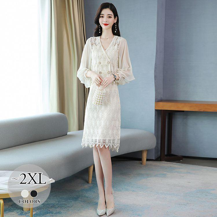 人気ブランド 披露宴 イベント ディナー 発表会 パーティー 膝上 カシュクール 透け感 レース 長袖 スカート ブラウス セットアップ 気品を醸し出すエレガントスタイル Size交換送料一部当店負担 デート 女子会 Ekw65 パーティーコーデ ワンピース チュニック Www