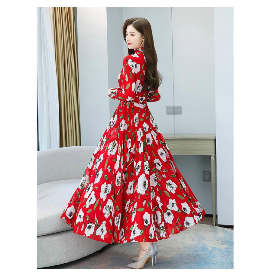 日本最大級 パーティー 結婚式 服装 ワンピース フレアワンピ Aライン 長袖 ハイネック 花柄 トロピカル フラワー 華やか 優雅 休日コーデ ブラック 休日 Eob23 ワンピース カラー レッド Dev Jlstudios Square5 Com