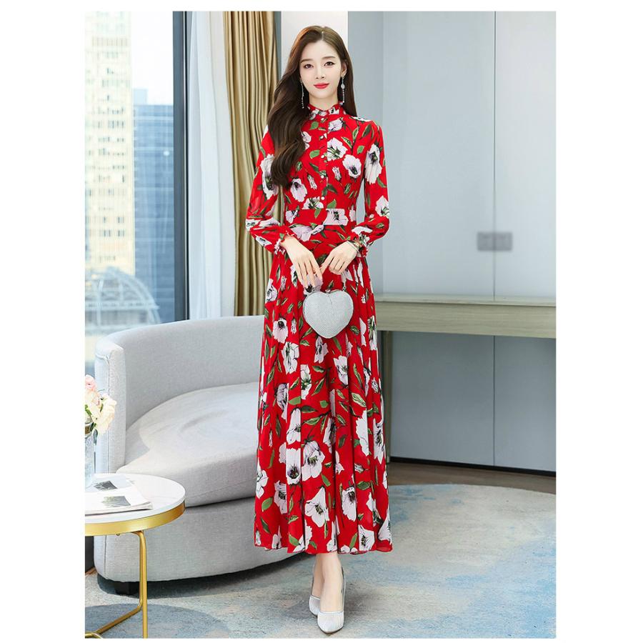 日本最大級 パーティー 結婚式 服装 ワンピース フレアワンピ Aライン 長袖 ハイネック 花柄 トロピカル フラワー 華やか 優雅 休日コーデ ブラック 休日 Eob23 ワンピース カラー レッド Dev Jlstudios Square5 Com