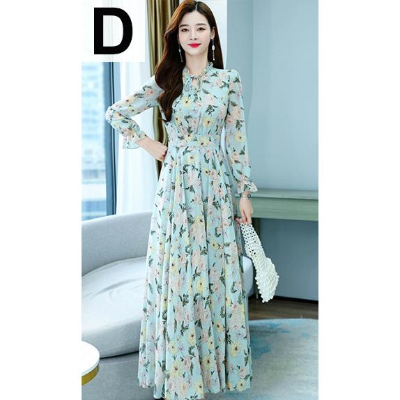 消費税無し パーティー 結婚式 服装 ワンピース フレアワンピ ロング丈 長袖 花柄 大人可愛い 華やか エレガント 美シルエット きれいめ 休日コーデ レディース Eoe15 ワンピース サイズ 4xl Awacc Org