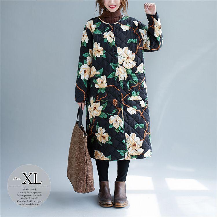 21年最新海外 コート アウター 冬コーデ ラウンドネック 花柄 キルティング 冬 総柄プリント ロングコート ポケット ボタン ナチュラルコーデ 暖かい Ogg86 Ogg86 ライバルはデパートgracefulsmile 通販 Yahoo ショッピング 残りわずか Www Yalaphone Com