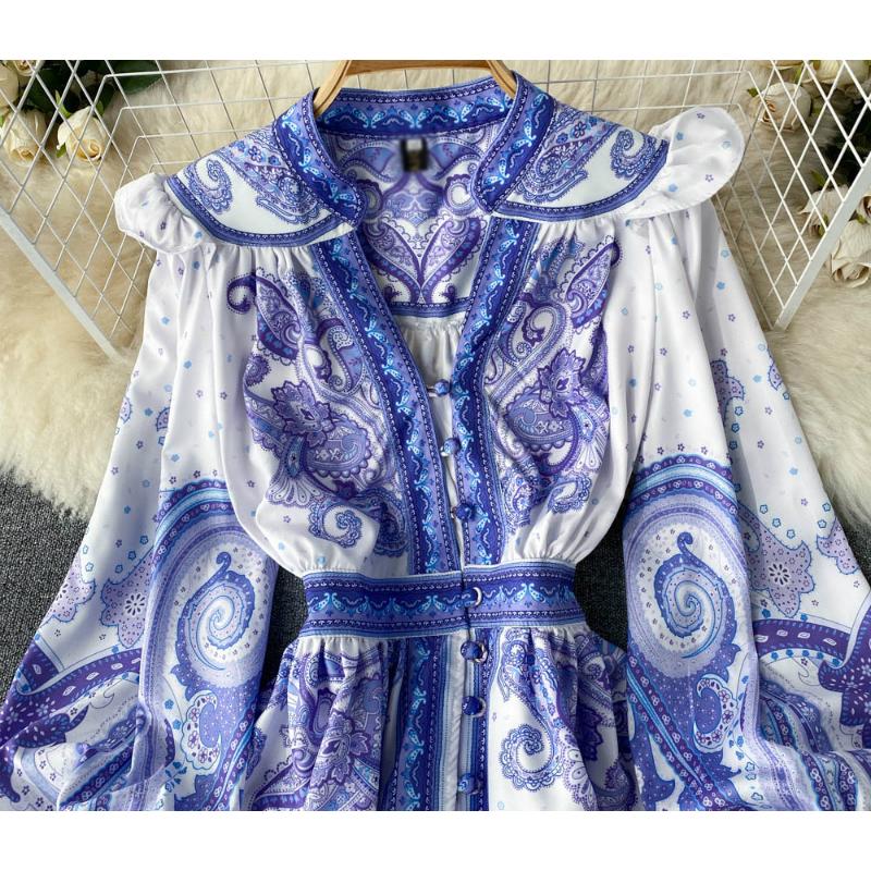 プレゼントを選ぼう ペイズリー柄 ボリュームスリーブ フリル シャツワンピース ワンピース 服装 結婚式 パーティー ドレス 清楚 Poa53 マダム 優雅 異国情緒 クラシカル ワンピース サイズ M Pathwaysfl Org