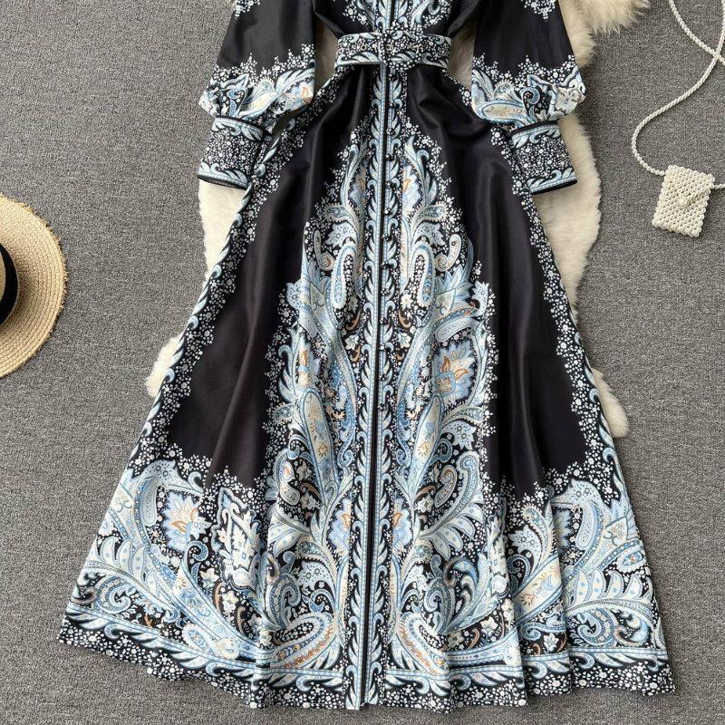 スペシャルオファ ワンピース 服装 結婚式 パーティー Aラインワンピース ナチュラル Poa61 上品 きれいめ ドレス ペイズリー柄 ボリュームスリーブ フレアスカート ワンピース サイズ L Readingtherapycenter Com