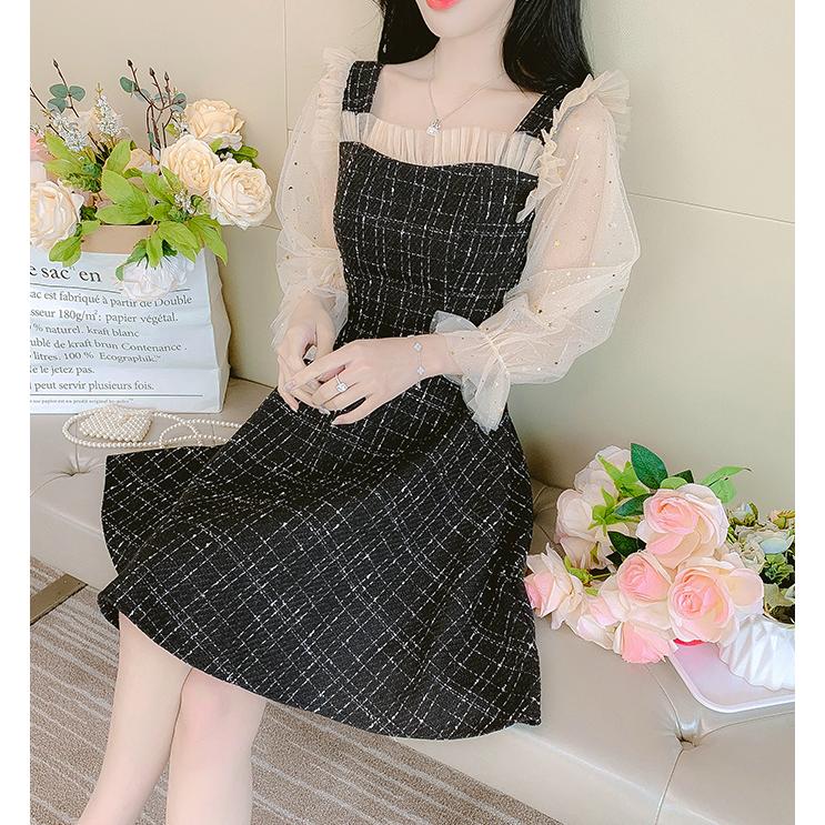 人気top ワンピース 服装 結婚式 パーティー レディース デート Pob76 長袖 スパンコール キュート フェミニン ガーリー シースルー 透け感 チュール ツイード調 ワンピース サイズ L Avia Russia Com