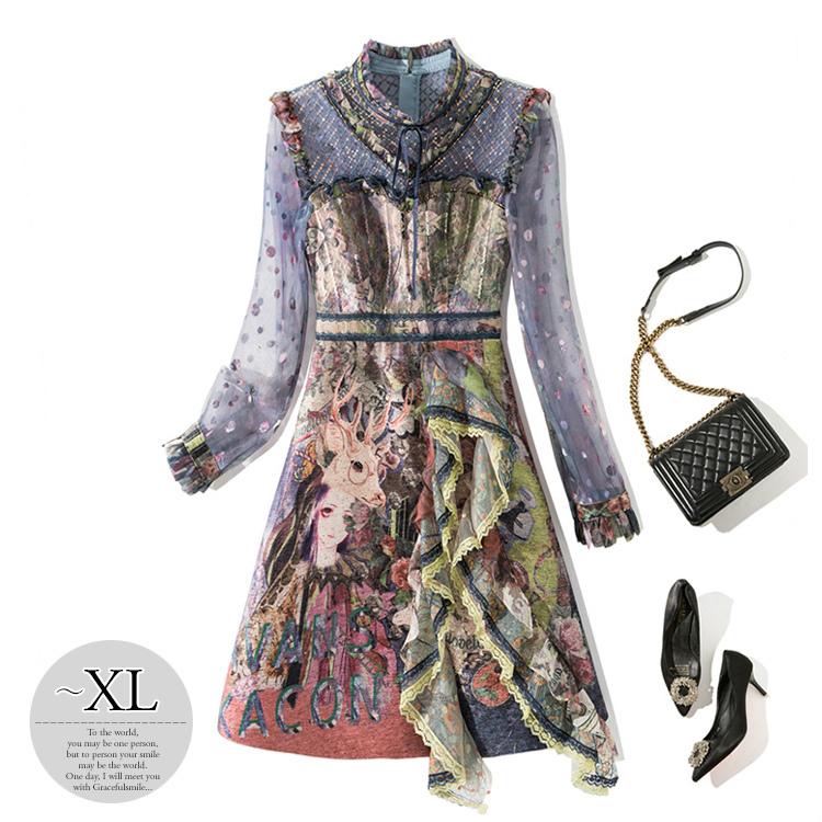 最先端 ワンピース フレアワンピ 長袖 フリル 絵画調 幻想的 アート 人物 鹿 アニマル レース ラブリー 個性的 パープル ピンク グリーンイベント 清楚 Rcm09 Rcm09 ライバルはデパートgracefulsmile 通販 Yahoo ショッピング 海外正規品 Clinilab Net