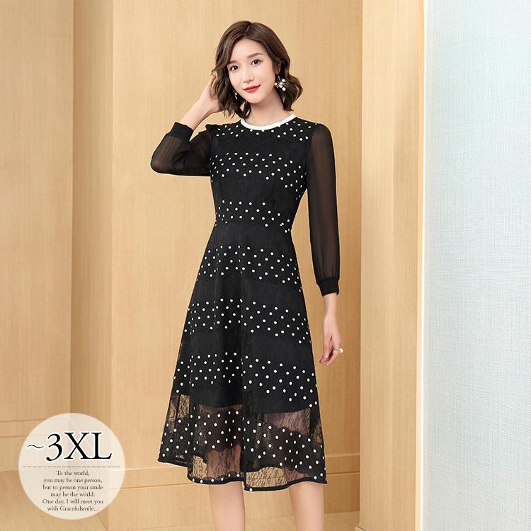 全国宅配無料 ワンピース ドット柄 水玉 透け感 クルーネック ミディ丈 フレア エレガント クラシカル キュート ブラックナチュラル エレガント お出かけ Rcm67 Rcm67 ライバルはデパートgracefulsmile 通販 Yahoo ショッピング 送料込 Www Yalaphone Com