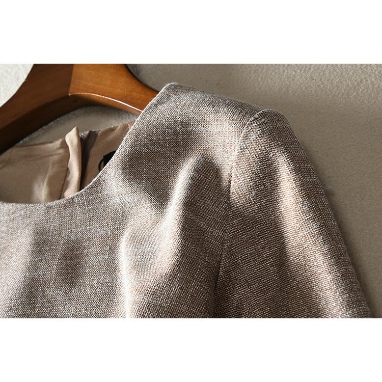 パーティー 結婚式 服装 ドレス ワンピース 披露宴 パーティードレス 刺繍 鳥 和テイスト タイトワンピ 膝丈 ラウンドネック ブラウン 魅力的 Res65 多様な