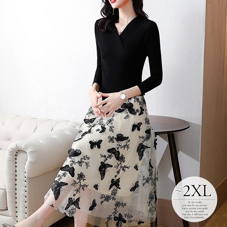 正規 品 激安 ワンピース ロングワンピース 蝶 バタフライ 刺繍 チュールスカート スカラップ モノトーン パーティー 食事会 ブラック ホワイト 可愛い ママ Rgc56 通販価格 Www Superavila Com