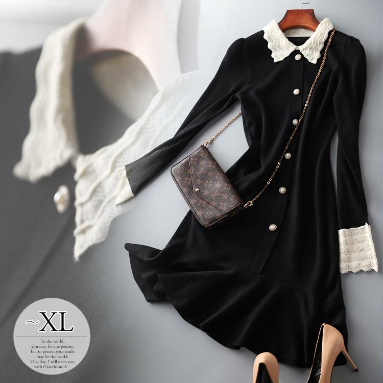 ニットワンピース ウール ワンピース 秋 冬 厚手 暖かい レディース 大きいサイズ 無地 大人可愛い シンプル ブラック美人 パーティースタイル Tea56 Tea56 ライバルはデパートgracefulsmile 通販 Yahoo ショッピング